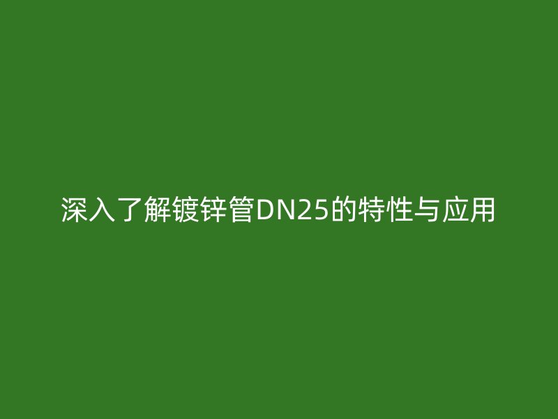 深入了解鍍鋅管DN25的特性與應用
