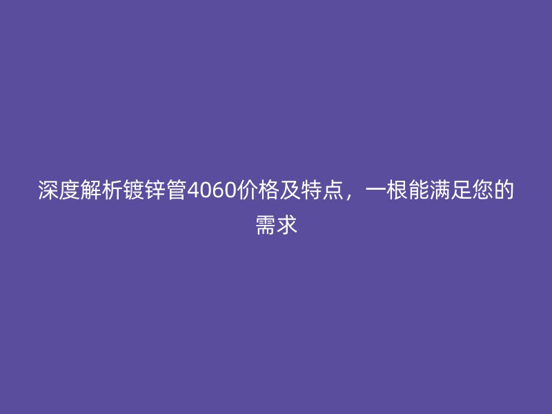 深度解析鍍鋅管4060價格及特點，一根能滿足您的需求