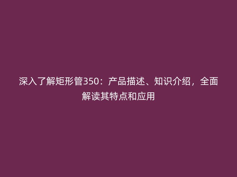 深入了解矩形管350：產品描述、知識介紹，全面解讀其特點和應用