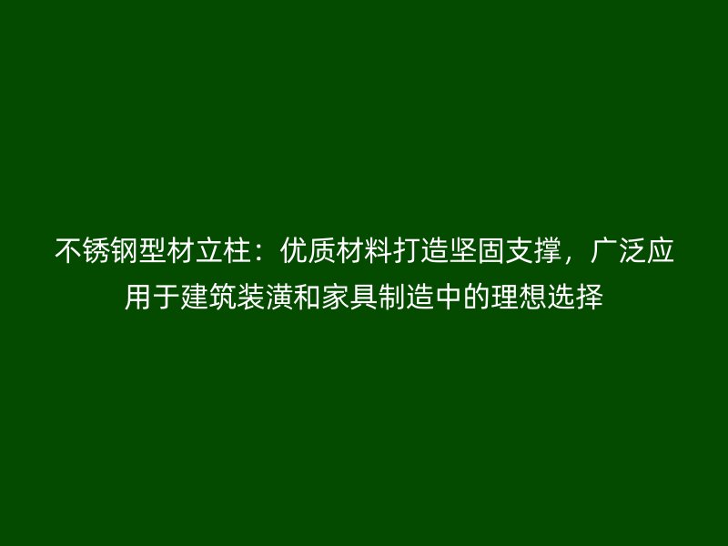 不銹鋼型材立柱：優(yōu)質材料打造堅固支撐，廣泛應用于建筑裝潢和家具制造中的理想選擇